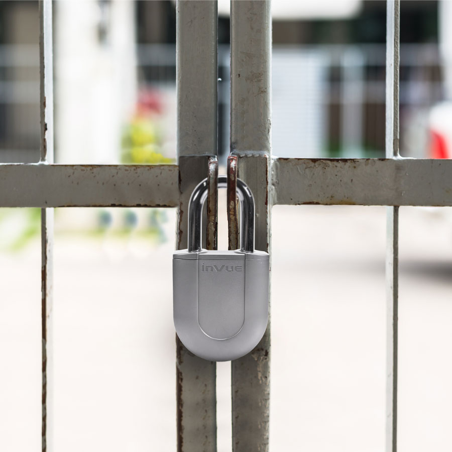 Smart Padlock on Outdoor Fence